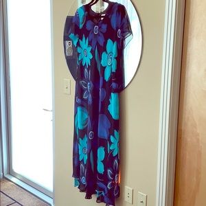 Lined Rayon full length floral dress - size 16